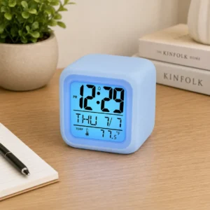 Study Alarm Clock LED Change Digital Glowing Night Light Bedroom