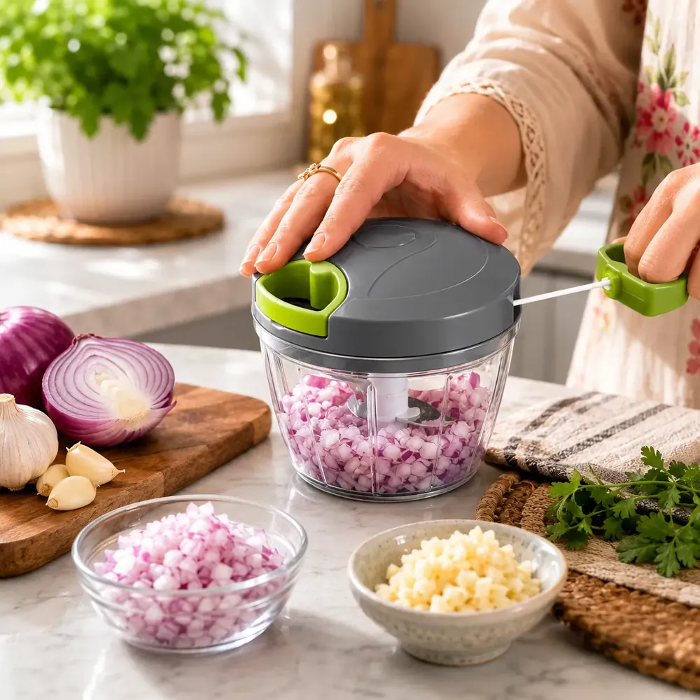 Mini manual speedy chopper for small kitchens