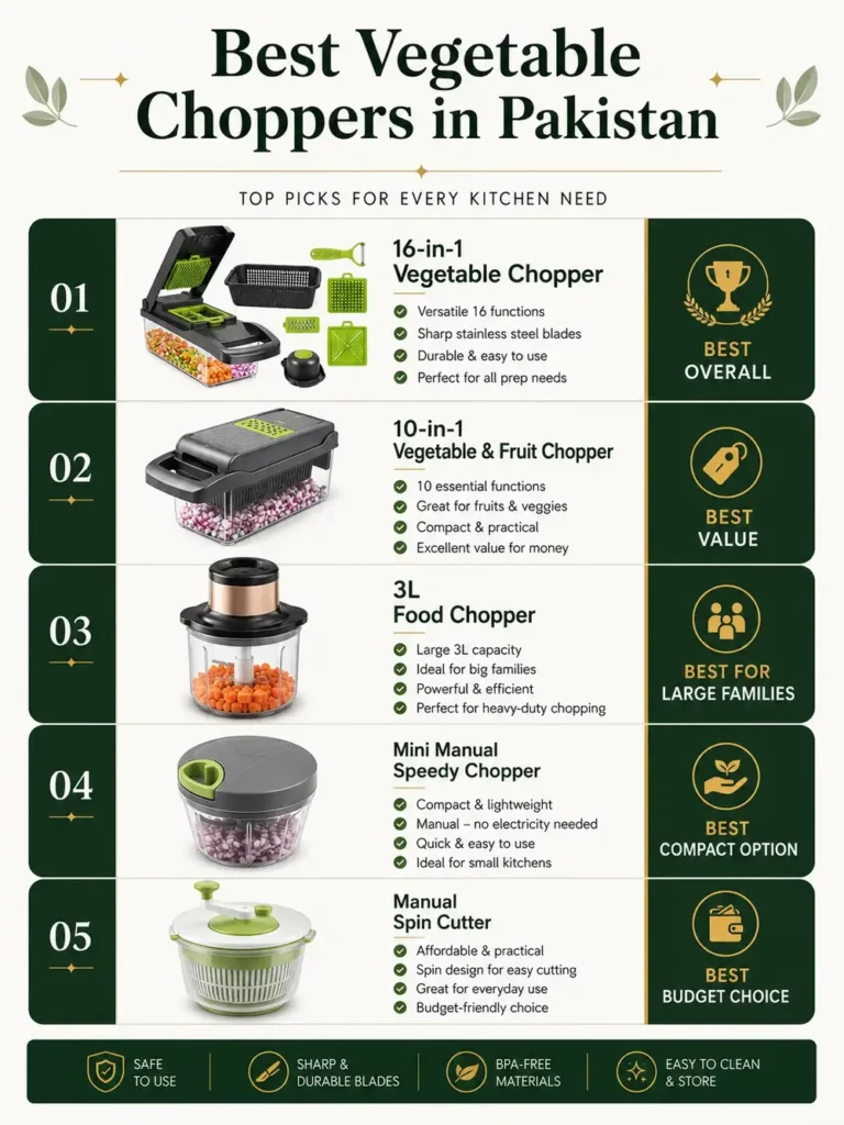 Vegetable chopper comparison chart Pakistan