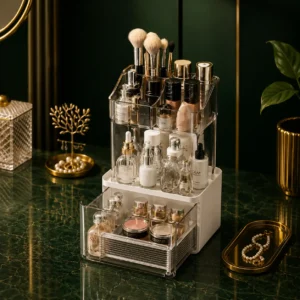 3-Tier Makeup Organizer Storage Box & Vanity Tray