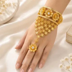 Gold Plated Zirconia Unja (Balochi Style)