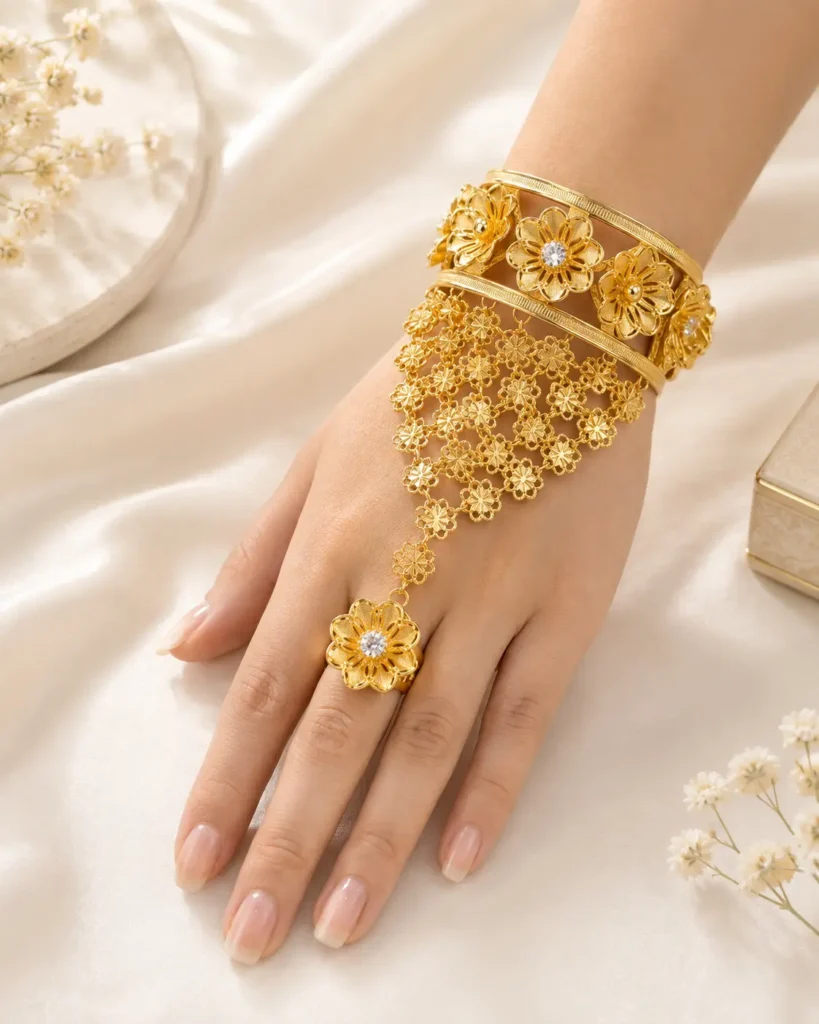 Gold Plated Zirconia Unja (Balochi Style)