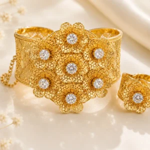 Gold Plated Zirconia Bangle Ring
