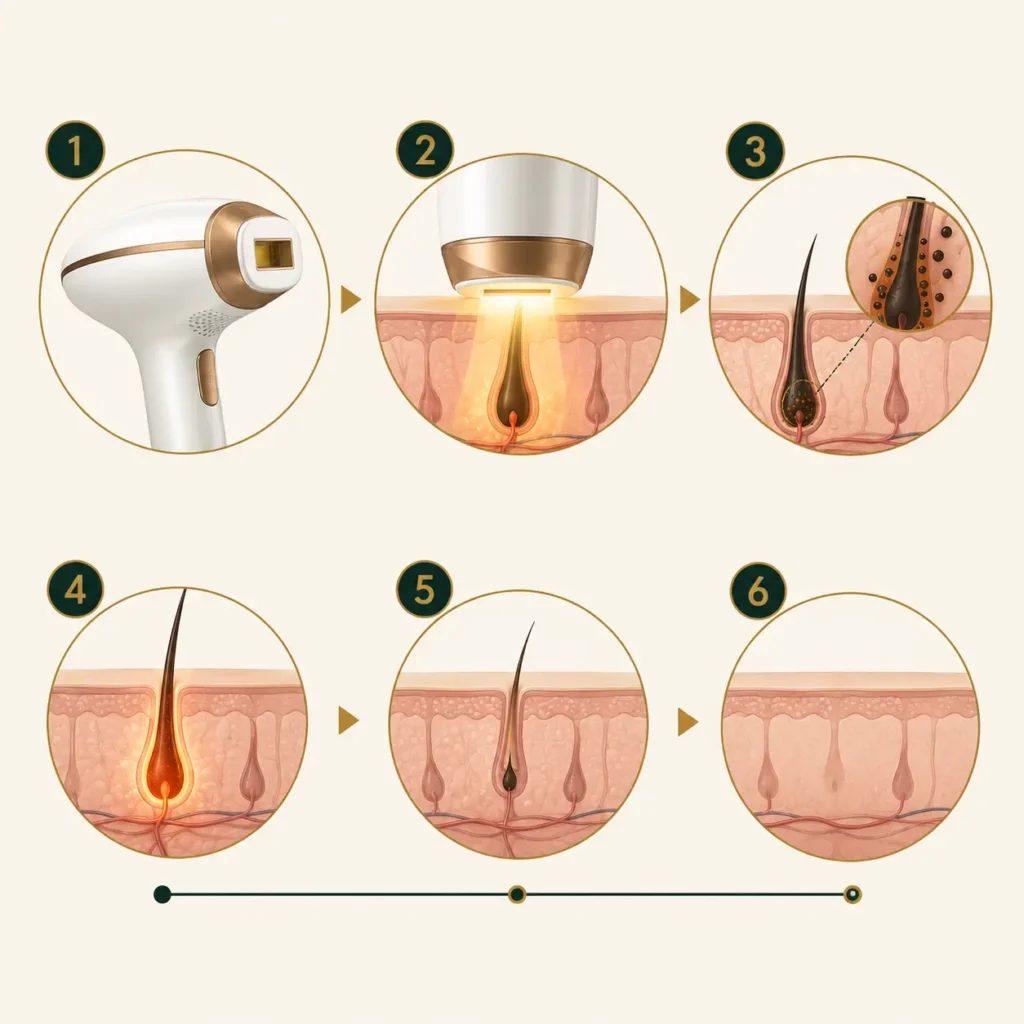 Diagram showing how IPL targets the hair follicle
